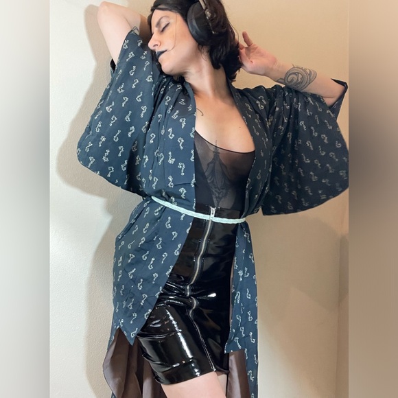 True antique crepe silk kimono question mark the riddler joker Batman usomono - Picture 10 of 16